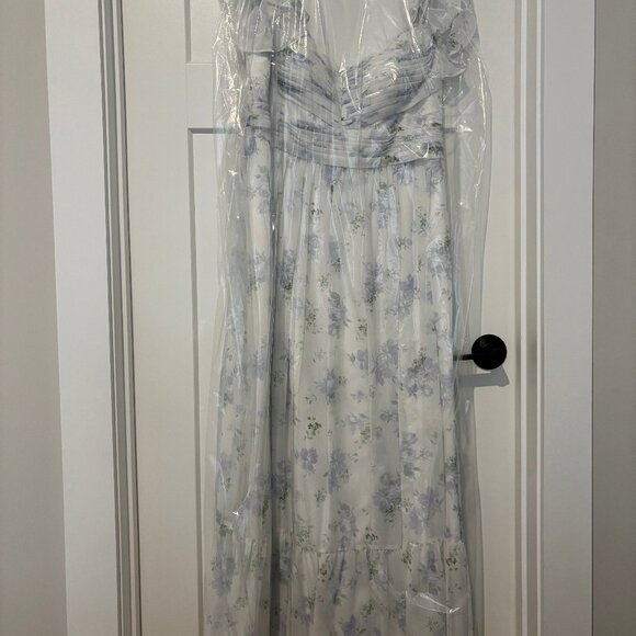 Azazie Anaya Dress in Blue Vintage Floral , Size A14 - Picture 3 of 4
